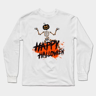 Happy Halloween Bony Belly Skeleton Dancer Evergreen Long Sleeve T-Shirt